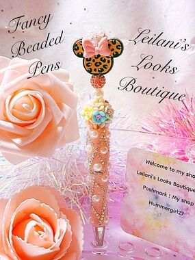 Fancy beaded pen/gifts/girly/minnie mouse/leopard print/flower beads/